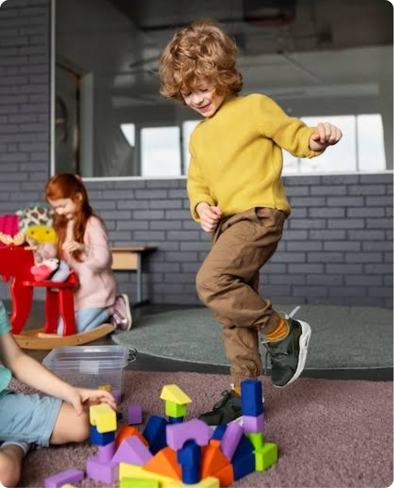 A child exploring playful movement